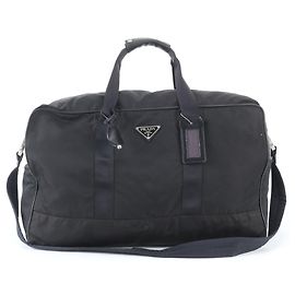 Borsa Boston 2-Way in Tessuto Nylon e pelle Saffiano Prada Nero