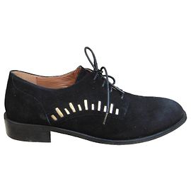 Mellow Yellow Derbies en daim noir et découpes dorées Noir
