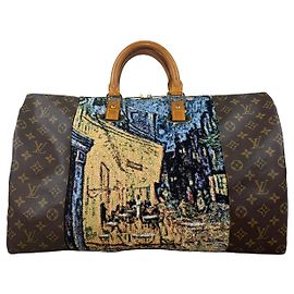 Louis Vuitton Keepall 50 Custom Van Gogh 'Terrazza del Caffè la Sera' Marrone Multicolore Beige
