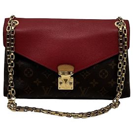 Louis Vuitton Pallas Chain Shoulder Monogram Canvas e Calfskin Large Marrom