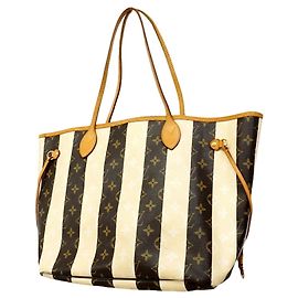 Sac cabas Louis Vuitton Monogram Rayures Neverfull MM Marron