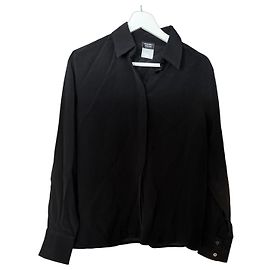 Chanel Uniform Camisa de seda preta Preto