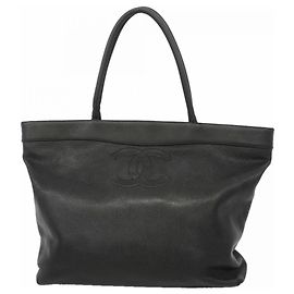 Borsa Tote Chanel in pelle di vitello martellata nera Nero