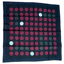 Hermès Carré 90 em lã e seda com bolinhas Preto Rosa Outro