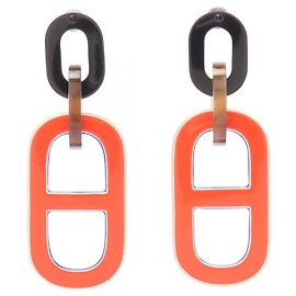 Hermès Orecchini Chaine d'Ancre Hermes Marrone Multicolore Arancione