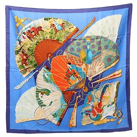 Hermès Sciarpa Hermes Carre 90 Brise de Charme Blu Multicolore