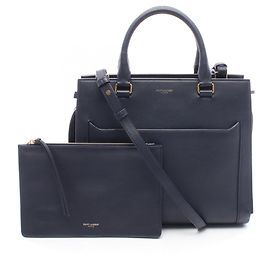 Yves Saint Laurent Navy Leather Handbag Navy blue