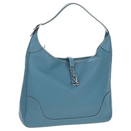 Hermès HERMES Trim 38 Shoulder Bag Leather Light Blue Silver Auth 191823M Silvery Light blue