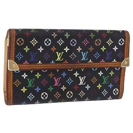 LOUIS VUITTON Monogram Multicolor Porte Tresor International M92658 Auth BA14226 Black