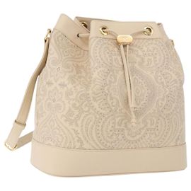 VALENTINO Drawstring Shoulder Bag Leather Ivory Auth BA14162V Cream