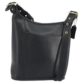Borsa a Spalla Coach in Pelle Nera e Oro Auth 191112 Nero D'oro