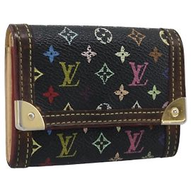 LOUIS VUITTON Monogram Multicolor Porte Monnaie Pla Black M92656 LV Auth BA14228 Black