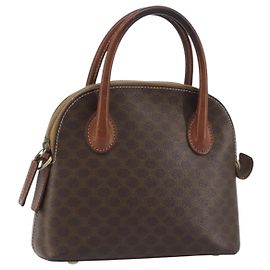 Céline Bolsa CELINE Macadam em PVC e couro marrom com detalhes dourados Autêntica ep15461 Marrom Outro