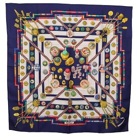 Hermès HERMES Sciarpa Carre 90 Scarf Pwlile Mcuin Seta Navy Auth bs36330 Blu navy