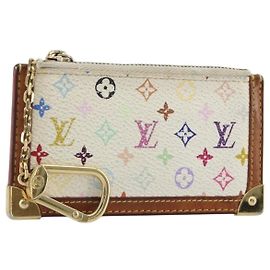 LOUIS VUITTON Monogram Multicolor Pochette Cles Purse White M92655 Auth 194618 White