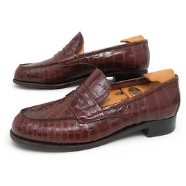 JM Weston SCARPE VINTAGE WESTON MOCASSIN 180 5.5C 39.5 FIN CROCO FORME Marrone