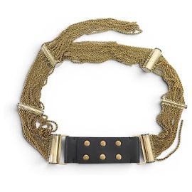 NEUF CEINTURE LANVIN CUIR CHAINES MULTI RANGS AW-BEPP6P-CATE-H15 M 78 BELT Doré