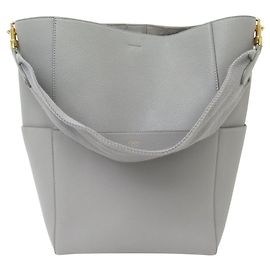 Céline NOVA BOLSA CELINE SEAU SANGLE 189593AH4.10DC COURO GRAIN GREY Cinza