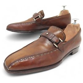 SAPATOS BERLUTI MOCASSINS COM FIVELA CICATRICE A707 8 42 COURO PATINADO Marrom