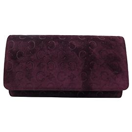 Céline CARTEIRA VINTAGE CELINE COM PADRÃO TRIOMPHE E CAMURÇA AMEIXA Ameixa