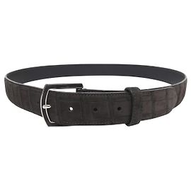 CINTURÓN LORO PIANA T105 CUERO GAMUZA MARRÓN EFECTO COCODRILO Castaño
