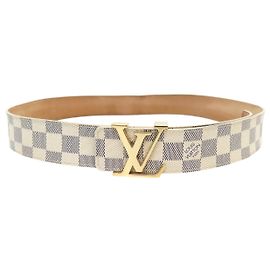 NEUER LOUIS VUITTON LV INITIALS M9609 T95 DAMIER AZUR GÜRTEL Weiß
