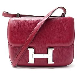 Hermès HERMES CONSTANCE 14 MICRO HAND TASCHE AUS EPSOM LEDER ROT Rot