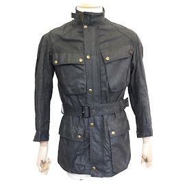 BELSTAFF TRIALMASTER PROFESSIONAL WAXED BIKER JACKET S 46 Black