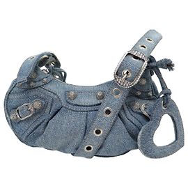 BOLSA BALENCIAGA LE CAGOLE XS 671309 JEANS AZUL COM STRASS Azul