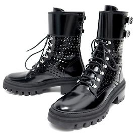 Alaïa BOTAS ALAIA RANGERS COMBAT BOOTS AA3B056CK088 37.5 CUERO Negro
