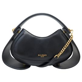 BALMAIN JOLIE MADAME MEDIUM HANDBAG BLACK BLACK LEATHER SHOULDER STRAP HAND BAG Black