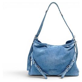 NEW GIVENCHY VOYOU MEDIUM DENIM BLUE EFFECT HOBO HANDBAG Blue