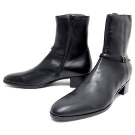 NEW SAINT LAURENT VLAD 802358 BOOTS 44.5 BLACK LEATHER Black