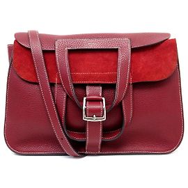 Hermès NUOVA BORSA HERMES HALZAN 31 PELLE CLEMENCE ROSSA A SPALLA Rosso