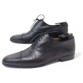 SCARPE BERLUTI RICHELIEU 0141 8.5 42.5 PELLE PATINATA NERA E GRIGIA Nero