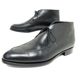 STIVALETTI CHUKKA JOHN LOBB FOWEY PELLE NERA 8E 42 + SACCHETTO PER SCARPE Nero