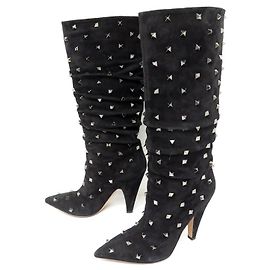 CHAUSSURES BOTTES VALENTINO QW2S0H82DIW ROCKSTUD 38.5 EN DAIM NOIR BOOTS Noir