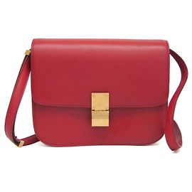 Céline Celine Classic Box Couro Liso Medium Vermelho