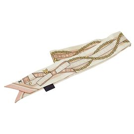 Louis Vuitton Monogram Bandeau BB LV Bow Scarf Rosa Beige