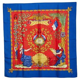 Sciarpa Hermès Carre 90 - Liberté, Égalité, Fraternité Rosso Blu
