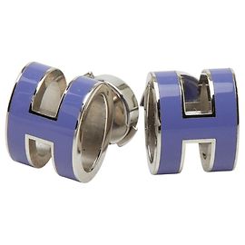 Hermès Orecchini Pop H Hermes Argento Porpora