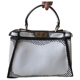 Borsa Fendi Peekaboo Iconic Mini Nero Bianco D'oro