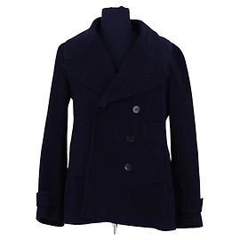 Schwarzer Wollmantel von Burberry Schwarz