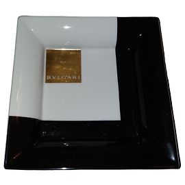Bulgari Bvlgari Geometrics Ceramic Plate Black White Golden