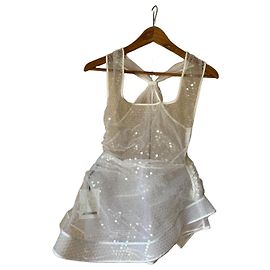 Jacquemus "Le Debardeur Perl" Top aus weißem Pailletten-Tüll Weiß