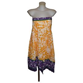Robe bustier Sportmax à imprimé floral Blanc Vert Violet Jaune