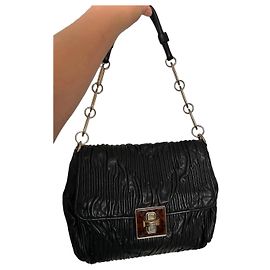 Bally Black Leather Gathered Shoulder Bag
