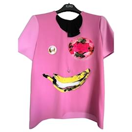 Top rosa com estampa gráfica Moschino Cheap and Chic