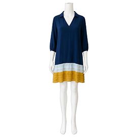 Vintage SUSIE Seidenkleid von Diane von Furstenberg Gelb Hellblau Dunkelblau