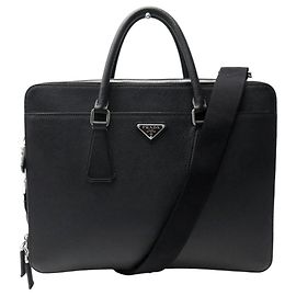 NEW PRADA SACOCHE PC DOCUMENT HOLDER SAFFIANO LEATHER SHOULDER TRAVEL CASE Black